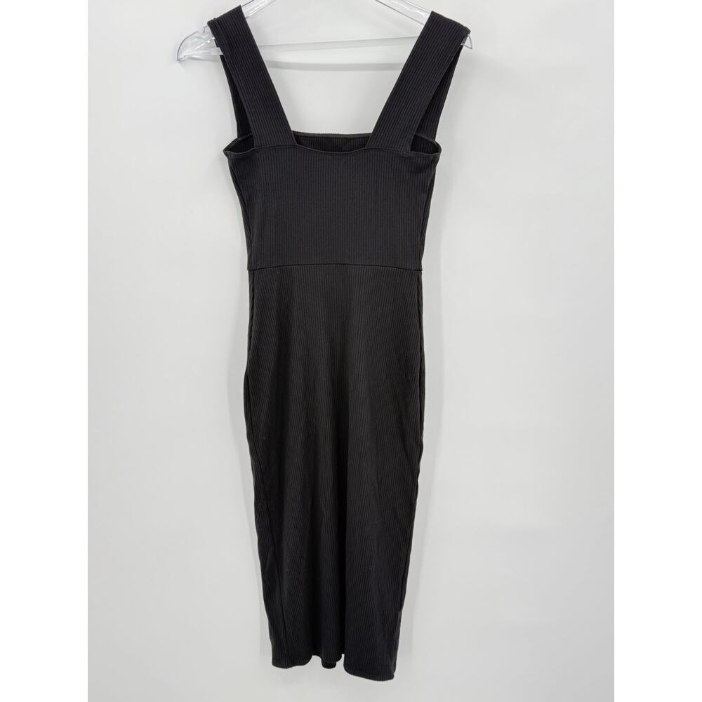 Reformation Cassi Knit Dress Small Black Ribbed Sleeveless Midi Slit Fitted Rib - Picture 4 of 12